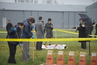 Motive, from left: Brendan Penny, Lauren Holly, Louis Ferreira, Kristin Lehman, 'Pitfall', Season 2, Ep. #7, 07/09/2014, ©ABC
