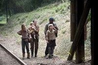 The Walking Dead, from left: Brighton Sharbino, Melissa McBride, Chad L Coleman, Kylie Szymanski, 'Inmates', Season 4, Ep. #10, 02/16/2014, ©AMC