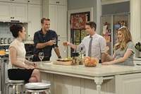 Friends With Better Lives, James Van Der Beek (L), Kevin Connolly (C), Majandra Delfino (R), 'Yummy Mummy', Season 1, Ep. #6, 05/12/2014, ©CBS