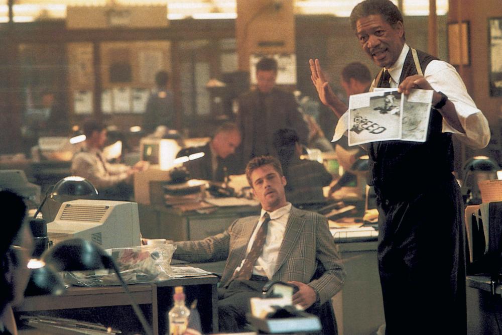 SEVEN, Brad Pitt, Morgan Freeman, 1995, (c) New Line