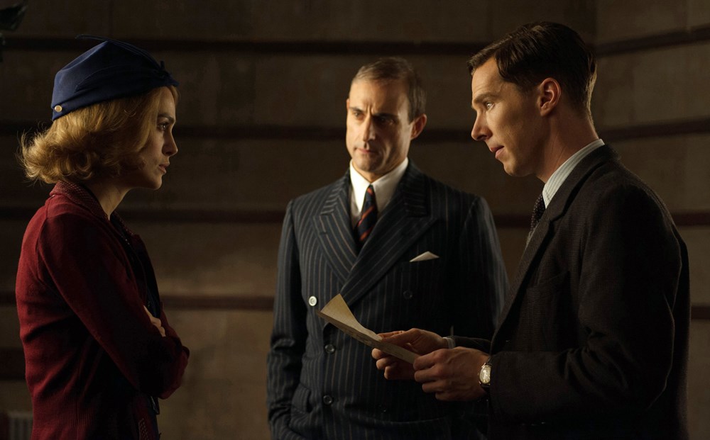 THE IMITATION GAME, from left: Keira Knightley, Mark Strong, Benedict Cumberbatch as Alan Turing, 2014. ph: Jack English/©Weinstein Company